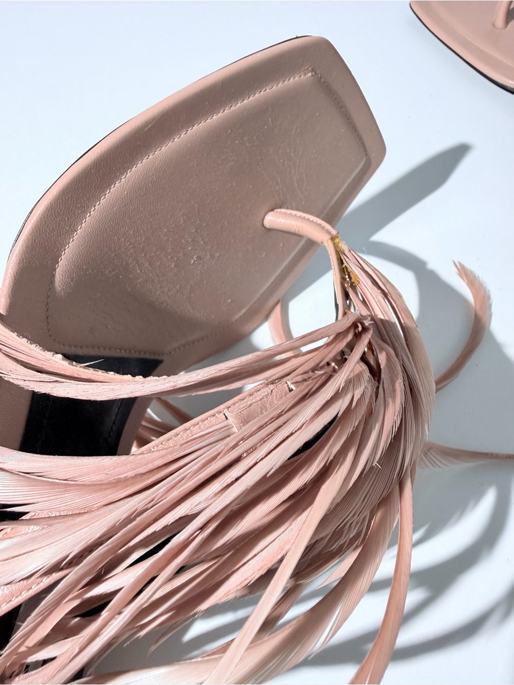 Alexander Wang Ivy Feather Sandal Nude Pink Square-Toe Mules Heels Size 39 - Picture 4 of 4